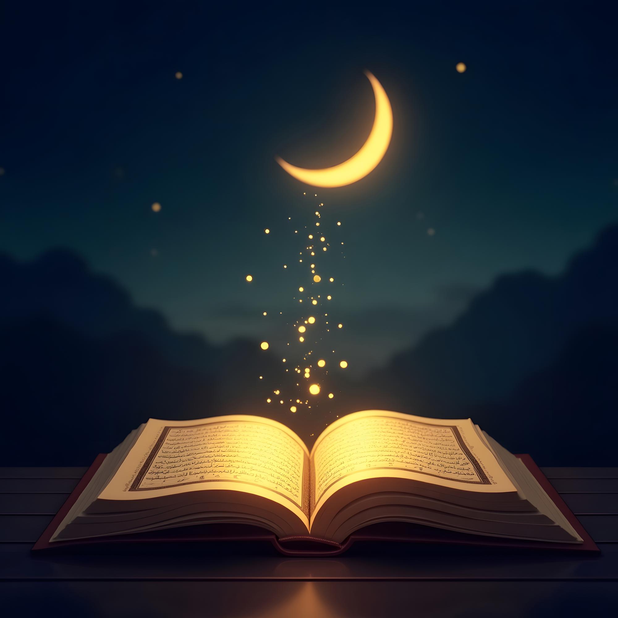 Open Quran with golden light